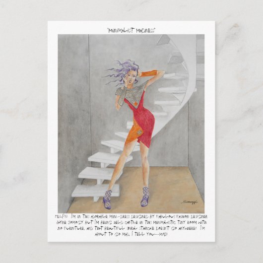 Carte postale humoristique avec œuvre originale (Devant)