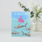 Carte Postale Humoristique Cape Cod Great White Shark Beach (Debout devant)