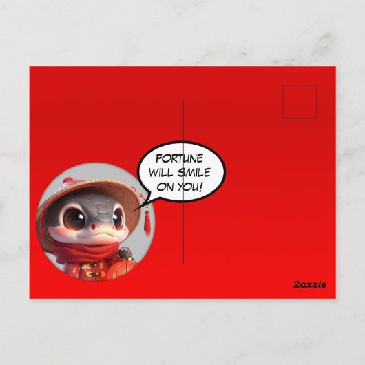 Carte Postale Humoristique Chinois mignon Année du Serpent Ajout (Dos)