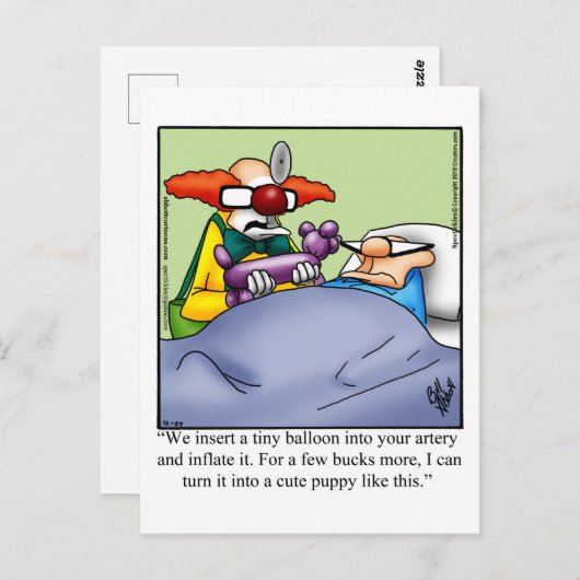 Carte postale humoristique de rétablissement (Devant / Derrière)