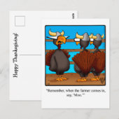 Carte postale humoristique de Thanksgiving drôle (Devant / Derrière)