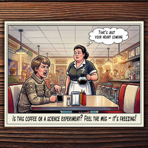 Carte postale humoristique sur la vie de serveuse 