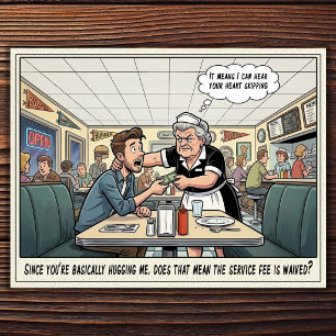 Carte postale humoristique sur la vie de serveuse 