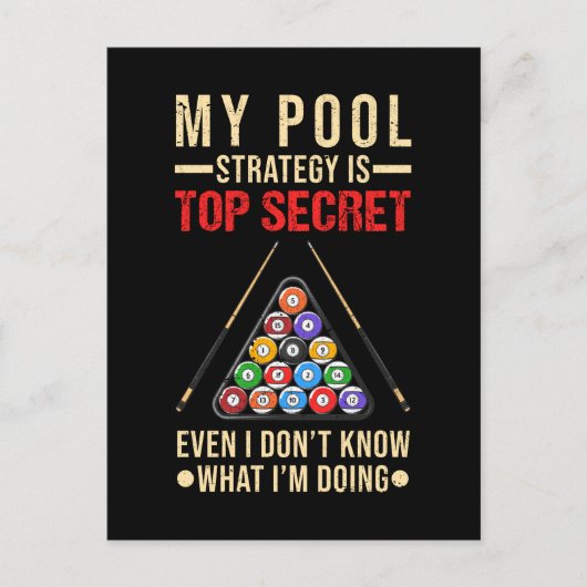 Carte Postale Humour Billard Joueur de Balle 8 Drôle (Devant)