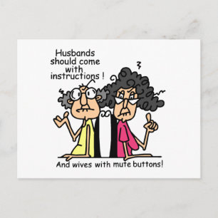Carte Postale Humour d'attitude des maris et des femmes