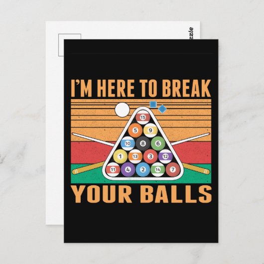 Carte Postale Humour de billard sarcasme Queue Sports Snooker Pi (Devant / Derrière)