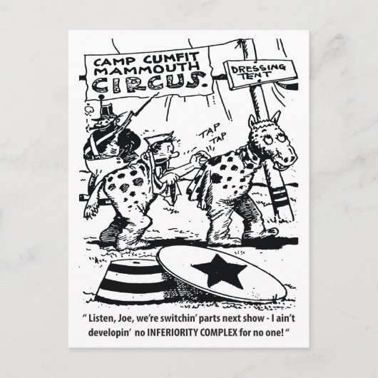 Carte Postale Humour de cirque, pas de complexe d'infériorité, d (Devant)