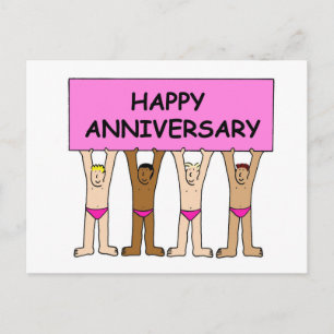 Carte Postale Humour de dessin animé Gay Happy Anniversary