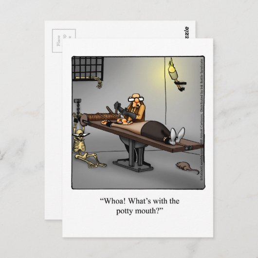 Carte postale Humour de donjon "Potty Mouth" (Devant / Derrière)