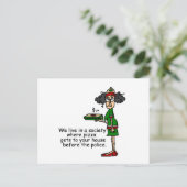 Carte Postale Humour de livraison de pizza (Debout devant)