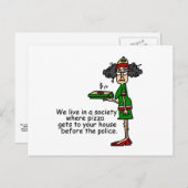 Carte Postale Humour de livraison de pizza (Devant / Derrière)