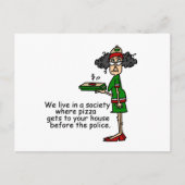Carte Postale Humour de livraison de pizza (Devant)