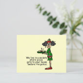 Carte Postale Humour de livraison de pizza (Debout devant)