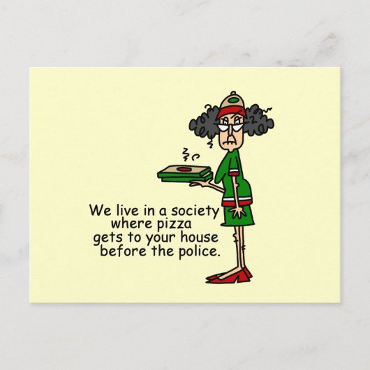 Carte Postale Humour de livraison de pizza (Devant)