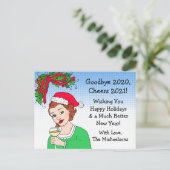 Carte Postale Humour de Noël Drôle Retro Lady Toasting (Debout devant)