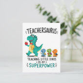 Carte Postale Humour de professeur Teachersaurus avec de petits  (Debout devant)