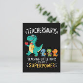 Carte Postale Humour de professeur Teachersaurus avec de petits  (Debout devant)