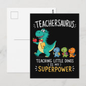 Carte Postale Humour de professeur Teachersaurus avec de petits  (Devant / Derrière)