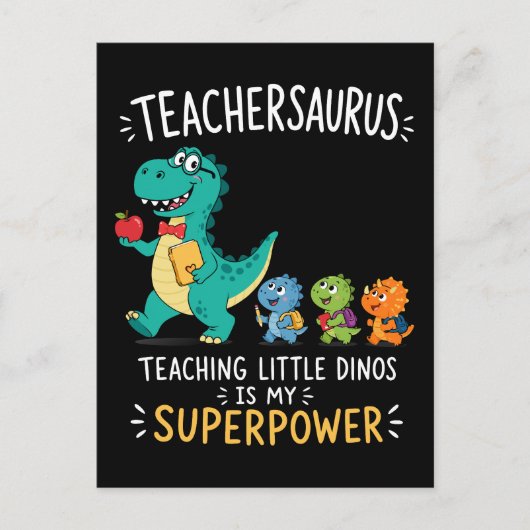Carte Postale Humour de professeur Teachersaurus avec de petits  (Devant)