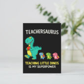 Carte Postale Humour de professeur Teachersaurus avec de petits (Debout devant)
