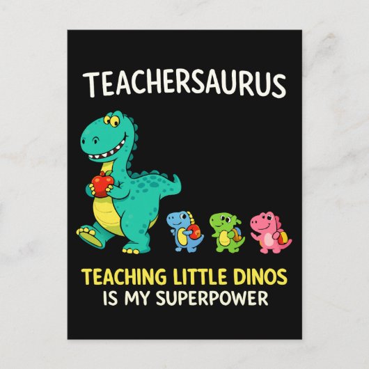 Carte Postale Humour de professeur Teachersaurus avec de petits (Devant)