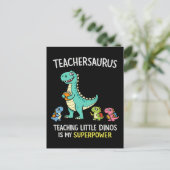 Carte Postale Humour de professeur Teachersaurus avec de petits (Debout devant)
