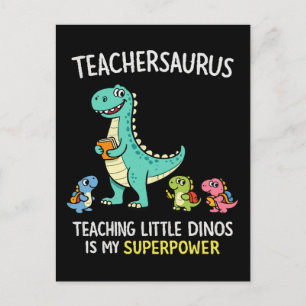 Carte Postale Humour de professeur Teachersaurus avec de petits