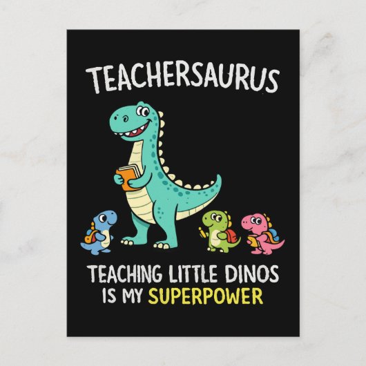 Carte Postale Humour de professeur Teachersaurus avec de petits (Devant)
