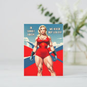 Carte Postale Humour de style rétro soviétique URSS Gym Muscle (Debout devant)