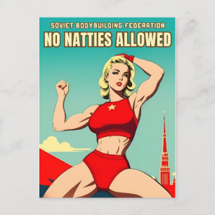 Carte Postale Humour de style vintage soviétique URSS Gym Muscle