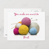 Carte Postale humour de tricotage (Devant / Derrière)