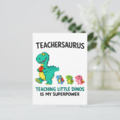 Carte Postale Humour d'enseignant Teachersaurus avec de petits d (Debout devant)