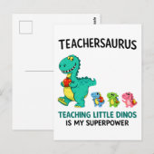 Carte Postale Humour d'enseignant Teachersaurus avec de petits d (Devant / Derrière)