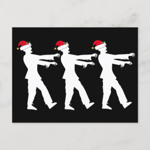 Carte Postale Humour d'horreur de Noël Zombie Santa Hat Noir