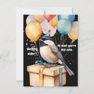 Carte Postale Humour drôle de Mésange pour anniversaire avec bal