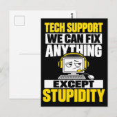 Carte Postale Humour du support technique - Impossible de répare (Devant / Derrière)