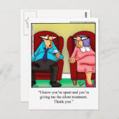 Carte postale Humour mariage "traitement silencieu (Devant / Derrière)