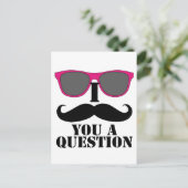 Carte Postale Humour moustache avec lunettes de soleil roses (Debout devant)