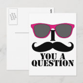 Carte Postale Humour moustache avec lunettes de soleil roses (Devant / Derrière)