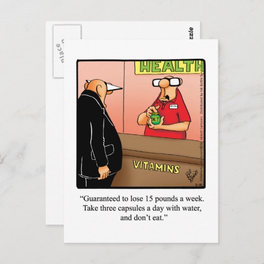 Carte postale Humour perte de poids (Devant / Derrière)