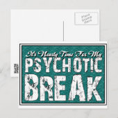 Carte Postale Humour psychotique et de santé mentale (Devant / Derrière)