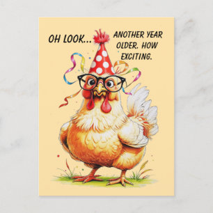 Carte Postale Humour sarcastique d'anniversaire avec un poulet j