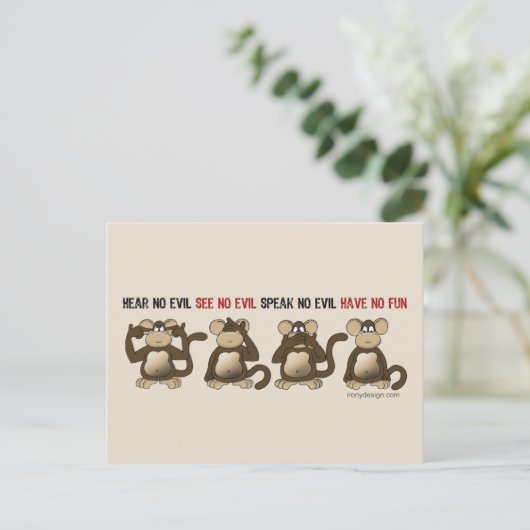 Carte Postale Humour Wise Monkeys (Debout devant)