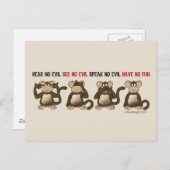 Carte Postale Humour Wise Monkeys (Devant / Derrière)