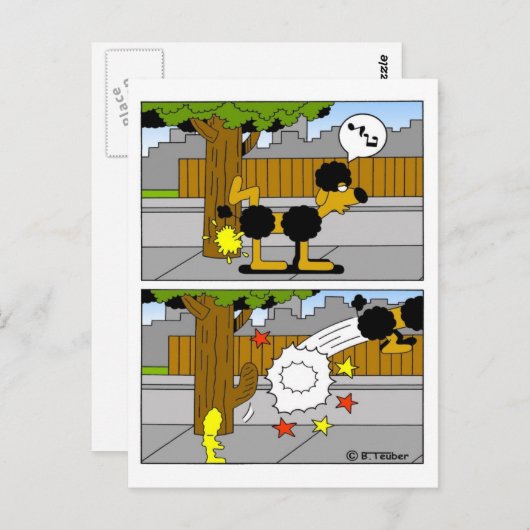 Carte Postale Hund pinkelt et Baum (Devant / Derrière)