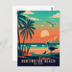 Carte Postale Huntington Beach California Sunset Souvenirs 1950