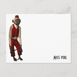 Carte Postale Hurdy Gurdy 3D Music Monkey 11