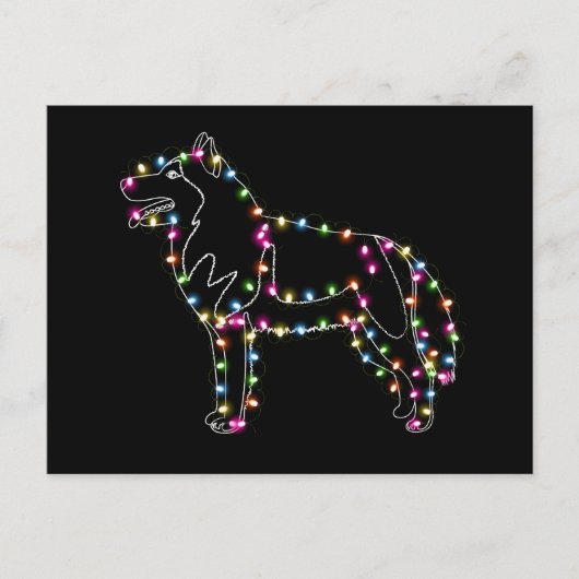 Carte Postale Husky Avec Noël Lumière Husky Lover Joyeux Noël (Devant)