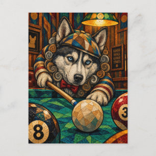 Carte Postale Husky de Sibérie, Mosaïque Géométrique