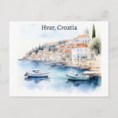 Carte Postale Hvar Croatia Watercolor Travel (Devant)